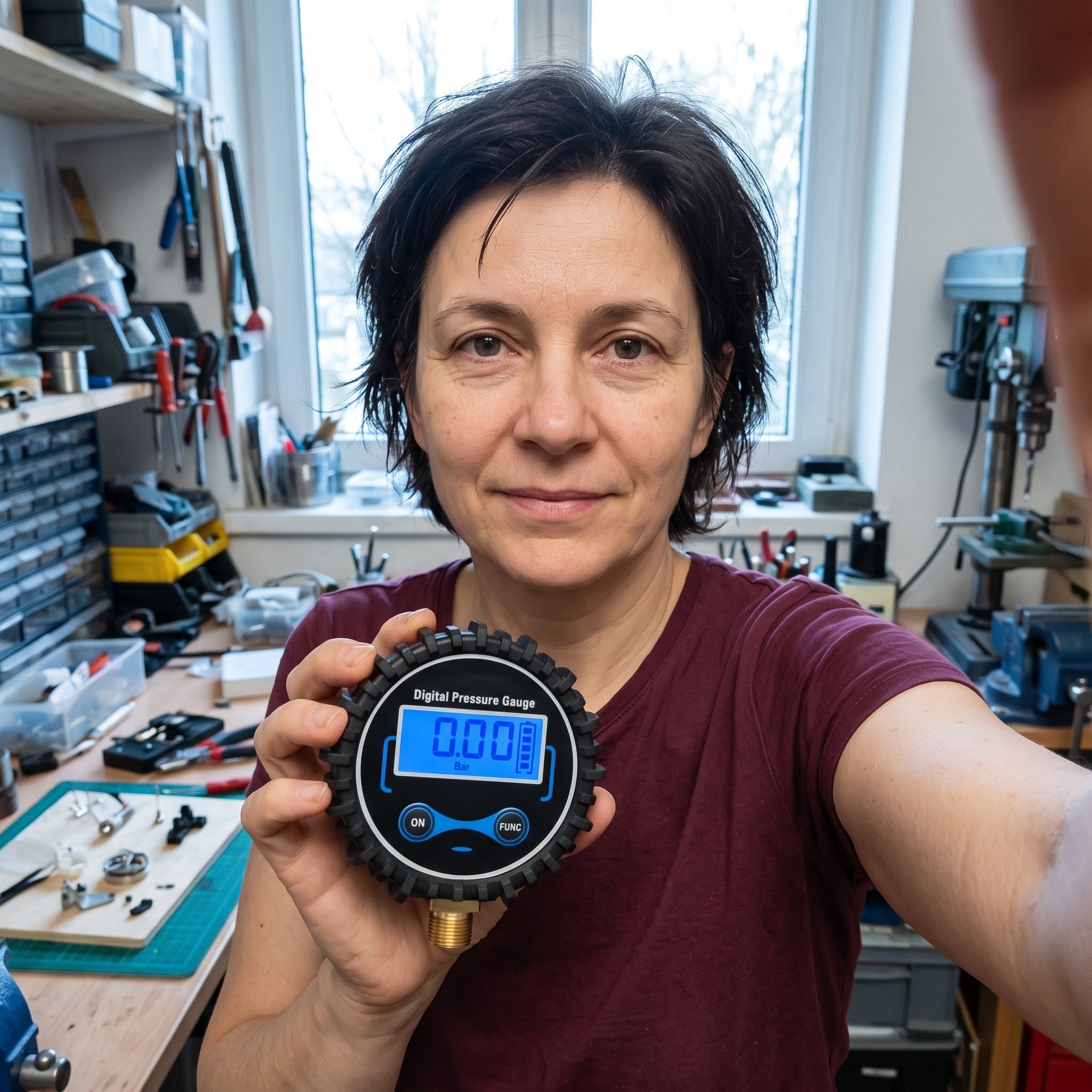 Roadwell digital pressure gauge in everyday garage scene 8