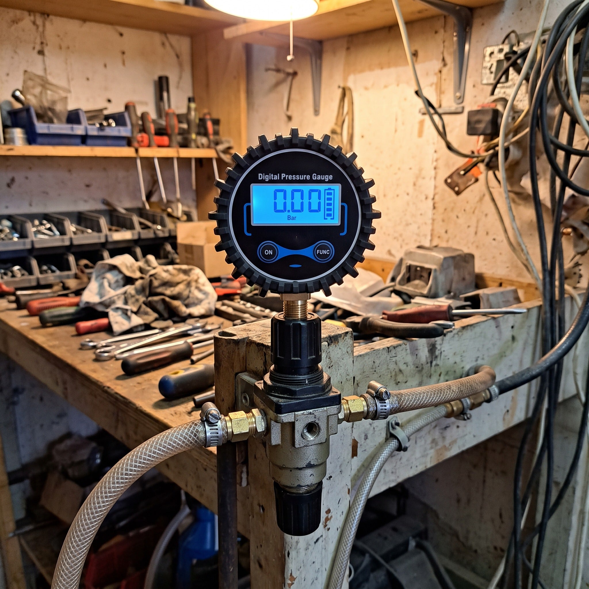 Roadwell digital pressure gauge in everyday garage scene 9